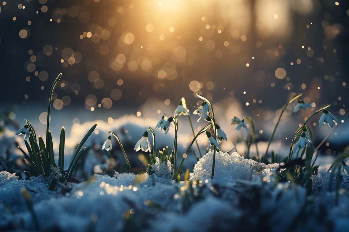 Gartenarbeit im Februar Schneegloeckchen