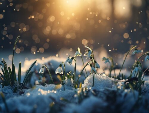 Gartenarbeit im Februar Schneegloeckchen