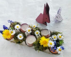 Einfache Osterdeko basteln - Eierdeckel Deko