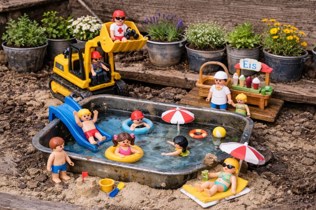 Ideen Matschküche Badetag Spielfiguren
